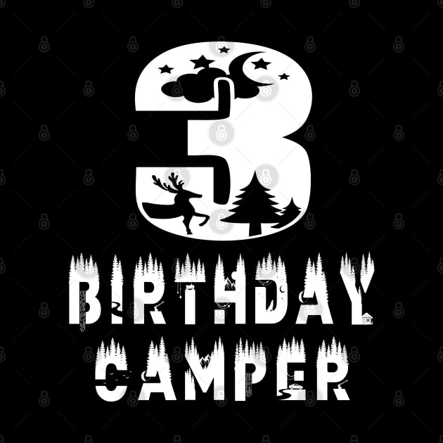 3rd Birthday Camper 3 Years Old Camping Lover Theme Party print by Grabitees