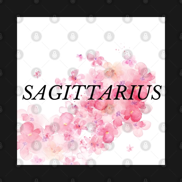 Sagittarius with Pink Watercolor Flowers by Susy Maldonado illustrations