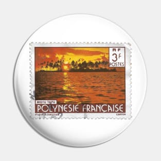 Vintage 1980 French Polynesia Sunset Stamp Pin