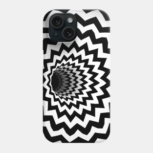 Optical Illusion Black Hole Zig Zag Chevron (Black/White) Phone Case