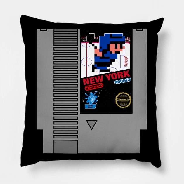 New York Hockey 8 bit cartridge design Pillow by MulletHappens