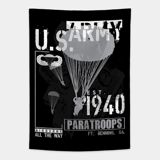 US Army Paratroopers Distressed Tapestry by Baggss
