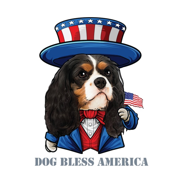 Cavalier King Charles Spaniel Dog Bless America by whyitsme
