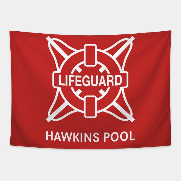 Stranger Things - Hawkins Pool Lifeguard Tapestry by Dopamine Creative