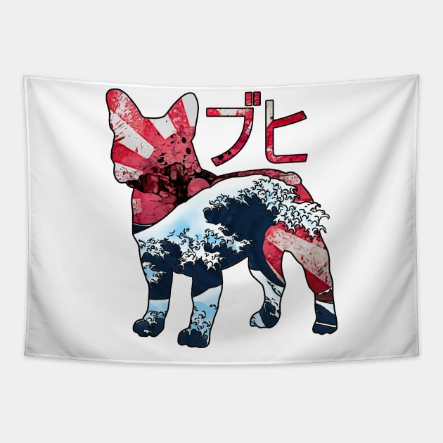 Frenchie ブヒ "Buhi" - The Great Wave off Kanagawa Japanese French Bulldog Tapestry by CultXLV
