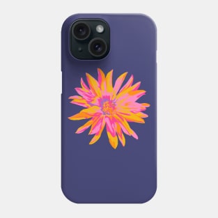 DAHLIA BURSTS Abstract Blooming Floral Summer Bright Flowers - Fuchsia Pink Yellow Purple on Dark Blue - UnBlink Studio by Jackie Tahara Phone Case