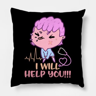 Yumi Kawaii Nurse Pastel Goth and Kawaii pastel goth art Pillow