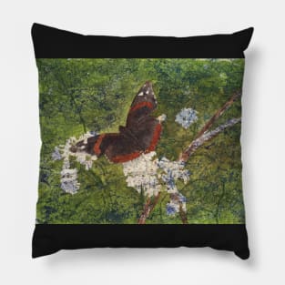 Admiral Butterfly, Watercolor and Ink Batik Pillow