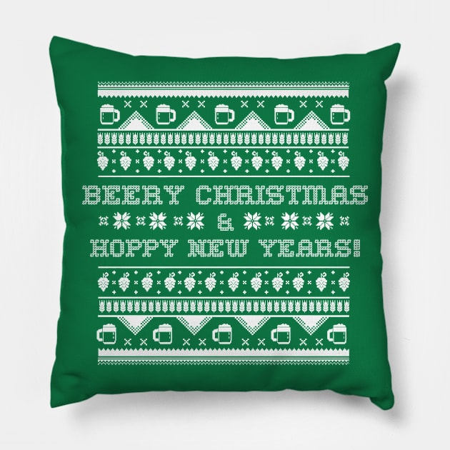 Beery Christmas & Hoppy New Years! Pillow by SharkPants