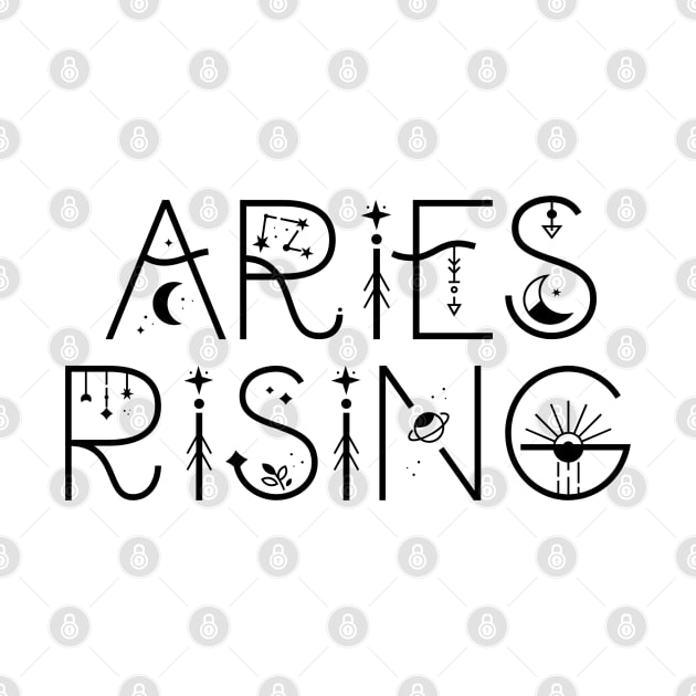 Aries rising sign celestial typography by lilacleopardco