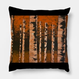 Birch Trees with Copper Red Leaves Pillow