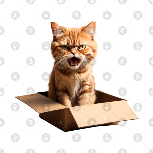 Funny Mean Cat In Box Crazy Mad Angry Cat by Tina