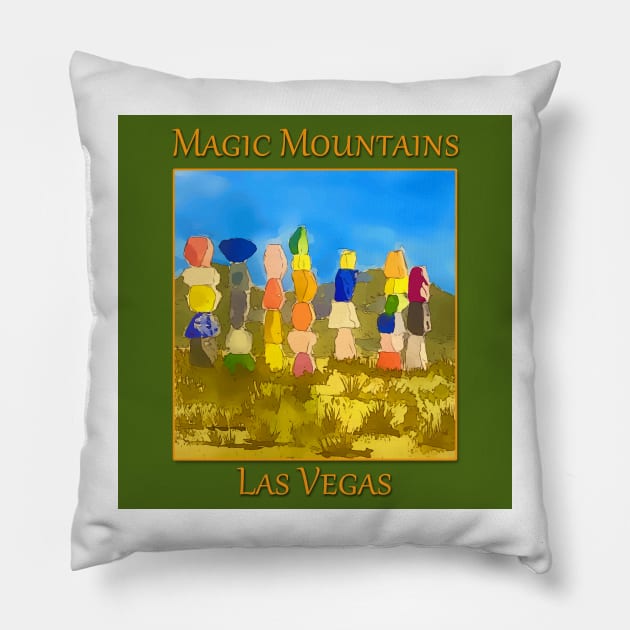 Seven Magic Mountains outside Las Vegas Nevada - WelshDesigns Pillow by WelshDesigns