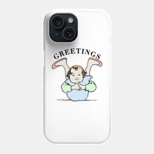 Greetings weird looking kid funny illustration meme Phone Case