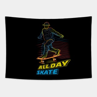 Skateboard Art Design nspirational quotes all day skate Tapestry