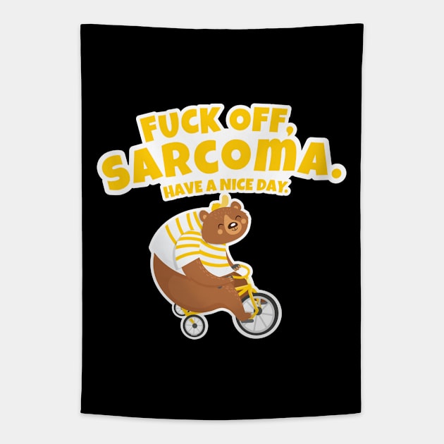 Fuck Off Sarcoma | Bear Riding Tricycle Tapestry by jomadado