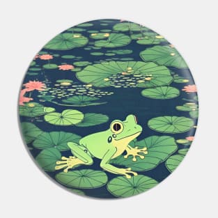 Vintage Cuban Tree Frog in the Lilypad Field Frog Lover Pin