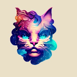 colorful Cat Aquarell Galaxy T-Shirt