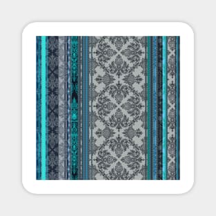 Teal, Aqua & Grey Vintage Bohemian Wallpaper Magnet