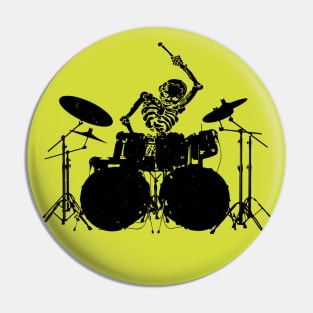 Skeleton Playing Drums Pin