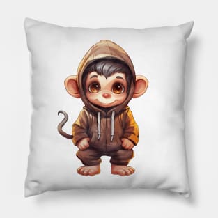 Chimpanzee Wearing Hoodie Pillow