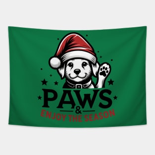 Santa Hat Puppy Holiday Greeting Tapestry