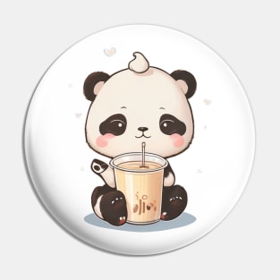 Cute panda with coffee Pin