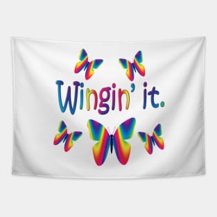 Wingin It with Rainbow Butterflies Tapestry