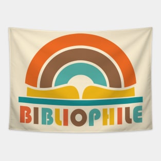 Bibliophile in retro brown, orange, turquoise, and yellow - for book lovers and bookworms everywhere Tapestry