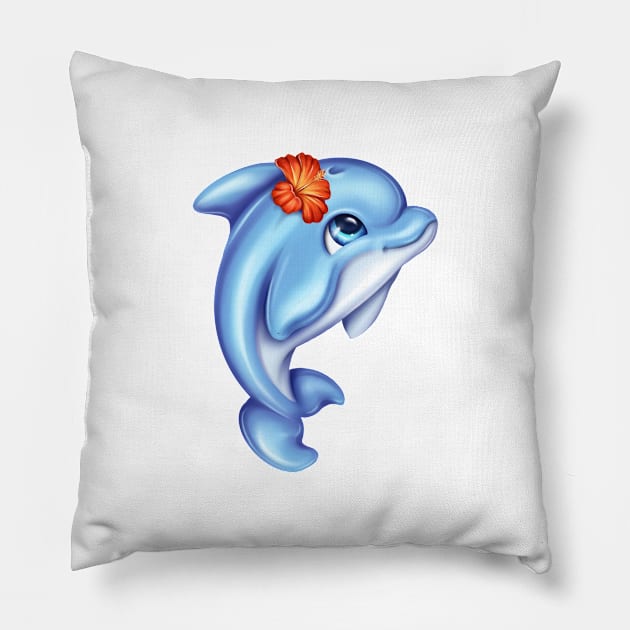 Cute dolphin Pillow by Veleri