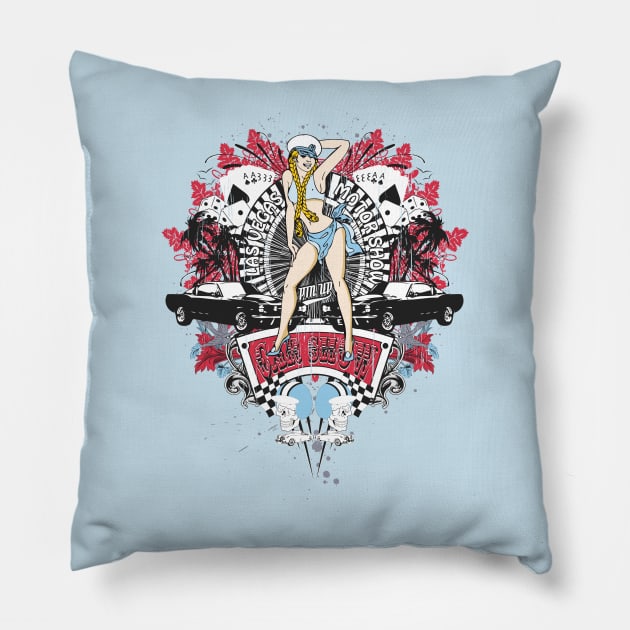 Pin Up Girl - Car Show No.01 Pillow by fatline