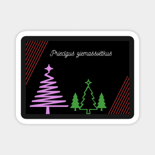 Happy Christmas Priecīgus ziemassvētkus Latvian Magnet