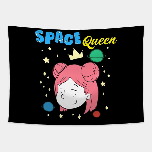 Cute Space Queen Exploring Outer Space Astronaut Tapestry by theperfectpresents