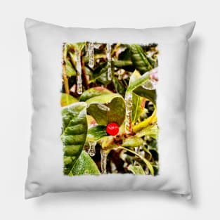 Red Winter Berry and Icicles Pillow