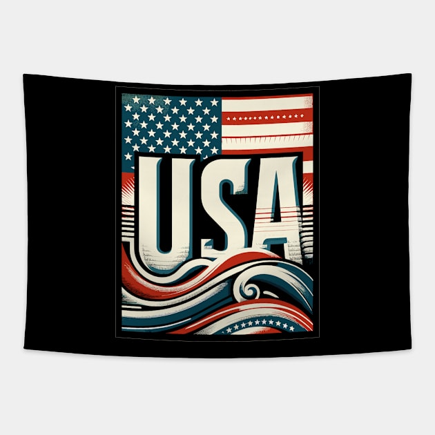 Usa flag vintage Tapestry by Vehicles-Art