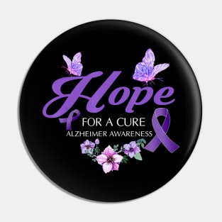 Hope For A Cure Alzheimer Awareness Flower Gift Pin