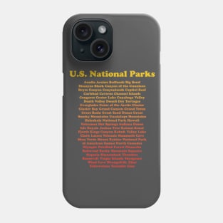 All 62 National Parks Shirt List Yellowstone Yosemite Phone Case