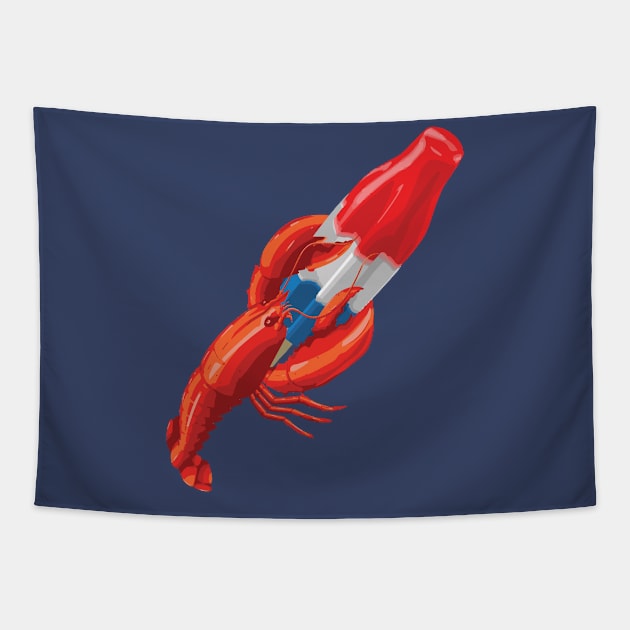 Lobster Clutching a Summer Treat Bomb Pop Popsicle Tapestry by SharksOnShore