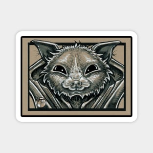 Fruit Bat Friend - Black Outlined Version Magnet