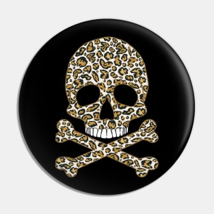 Leopard Print Skull Pin