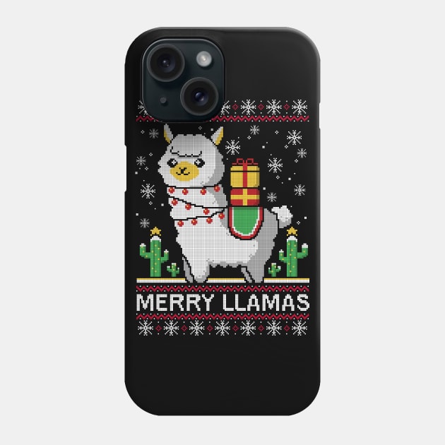 Merry llamas christmas ugly sweater Phone Case by NemiMakeit