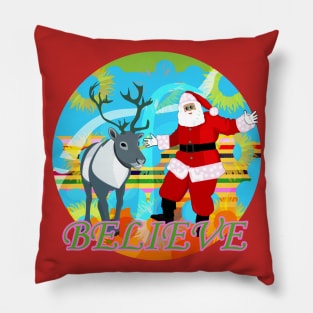 Santa Claus and Reindeer Pillow