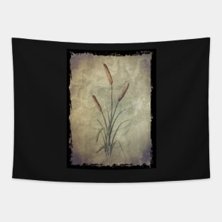 Watercolor Cattails on Parchment Pattern Tapestry