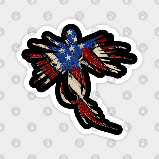 Vintage Red White and Blue American Flag Distressed Fly Fishing Magnet by TeeCreations