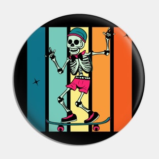 Preppy Skeleton With Skateboard Pin