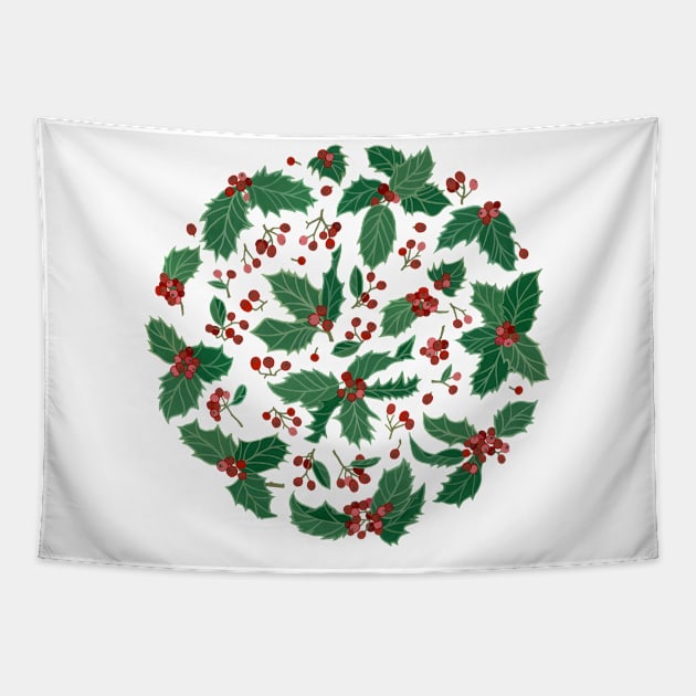 Holly Pattern Wreath Tapestry by Golden Section