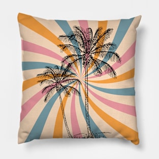 Coconut trees on vintage screen Pillow