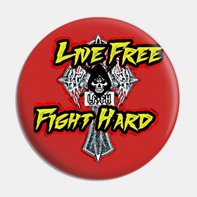 Live Free Fight Hard 80s Pin by Dice 