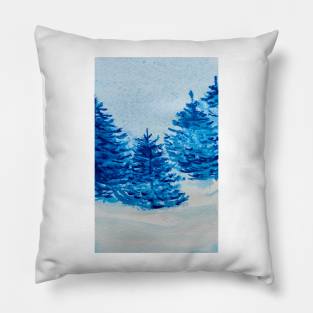 Blue Christmas Trees Pillow