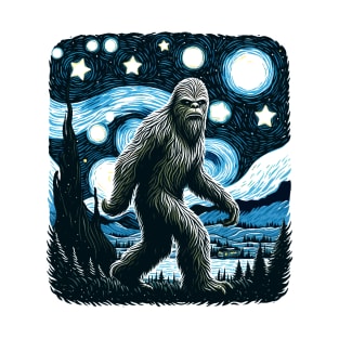 Sasquatch Van Gogh on a Starry Night T-Shirt